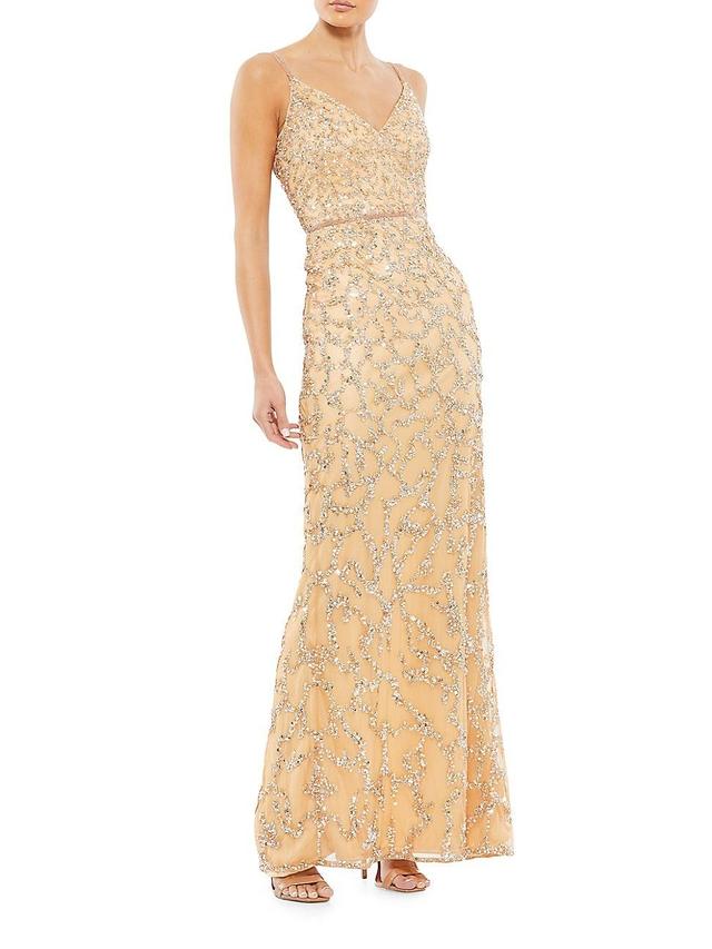 Womens Bead & Sequin Body-Con Gown Product Image