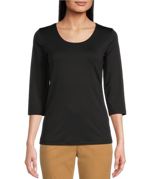 BOSS by Hugo Boss Skin Touch Knit Scoop Neck 3/4 Sleeve Top Product Image