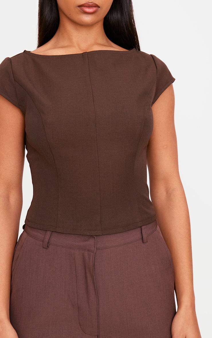 Chocolate Woven Boatneck Top Product Image