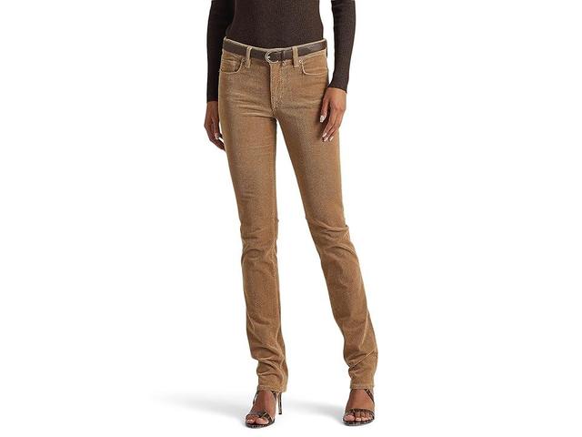 Lauren Ralph Lauren Corduroy Mid-Rise Straight Pant (Light Truffle) Women's Casual Pants Product Image