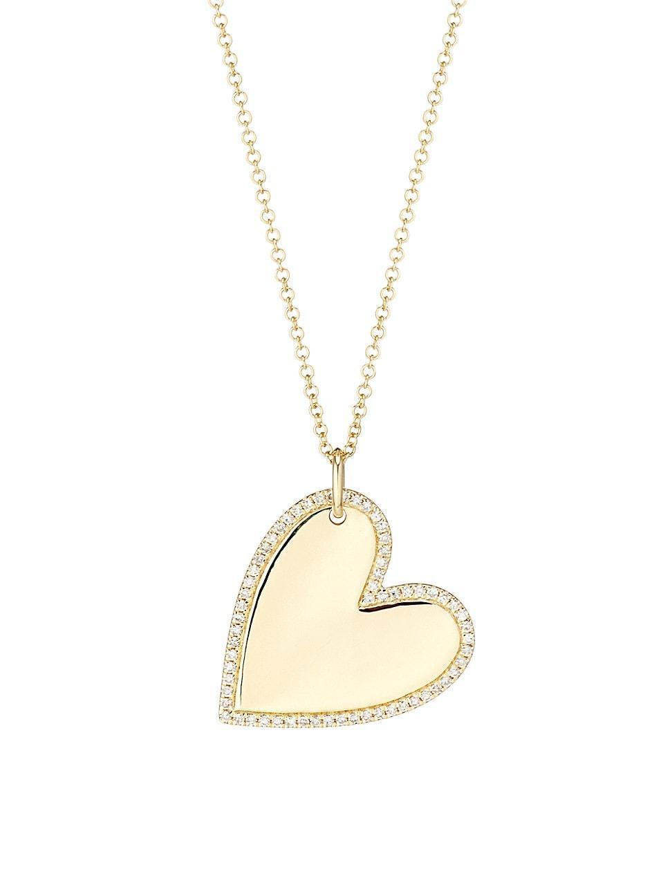 Womens 14K Yellow Gold & 0.21 TCW Diamond Heart Pendant Necklace - Yellow Gold - Yellow Gold Product Image