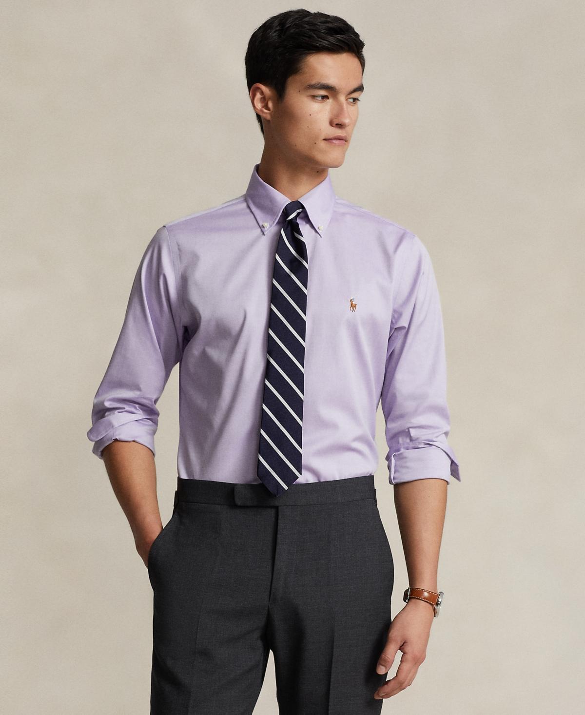 Polo Ralph Lauren Mens Classic-Fit Striped Oxford Shirt - Light Purple Product Image