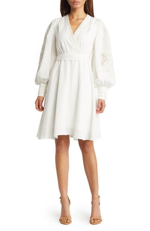 KOBI HALPERIN Hazel Embroidered Balloon Sleeve V-Neck Minidress Product Image