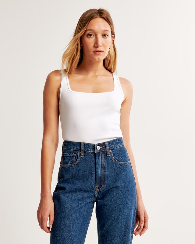 Essential Cropped Squareneck Rib Tank Product Image