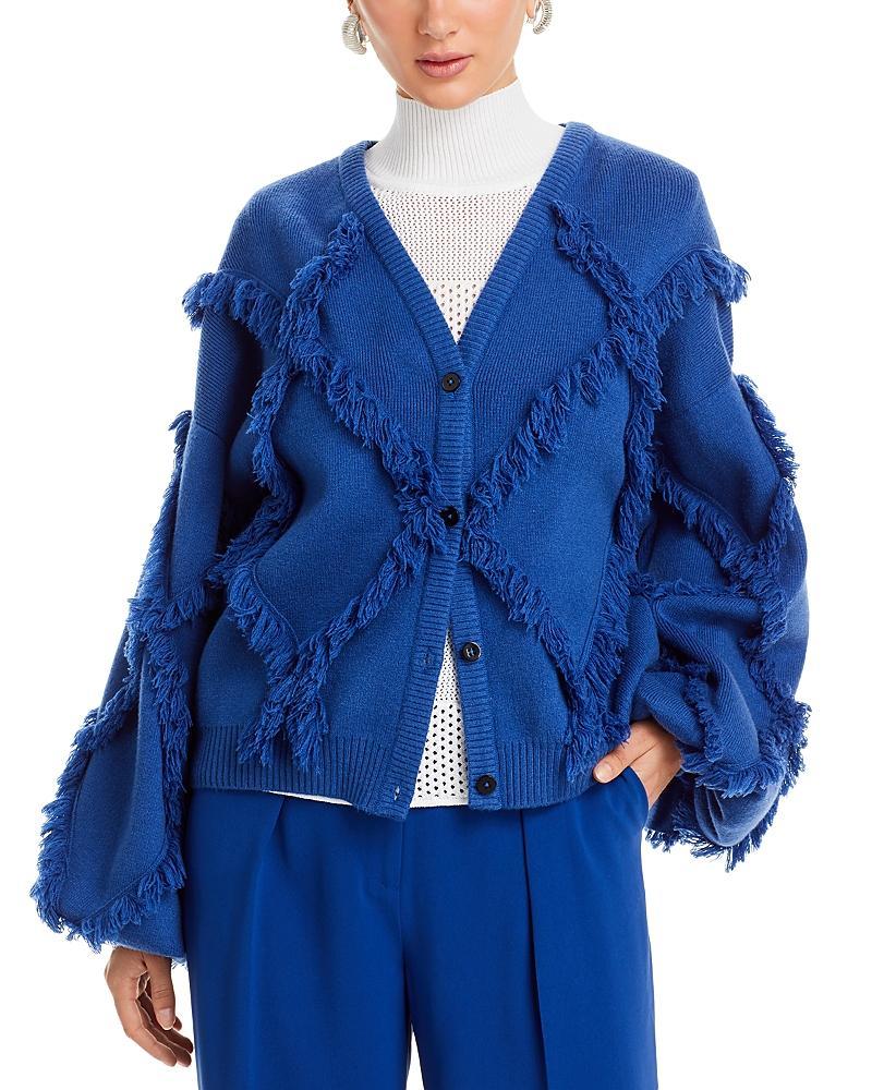 Misook Diamond Fringe Balloon Sleeve Cardigan Product Image