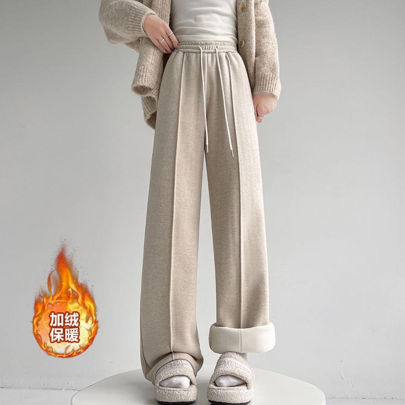 High Waist Plain Wide Leg Pants Product Image