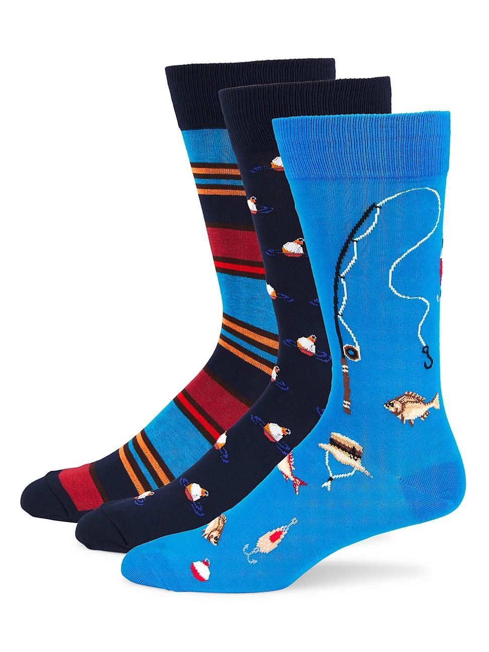 Mens COLLECTION Gone Fishing 3-Pair Graphic Socks Product Image