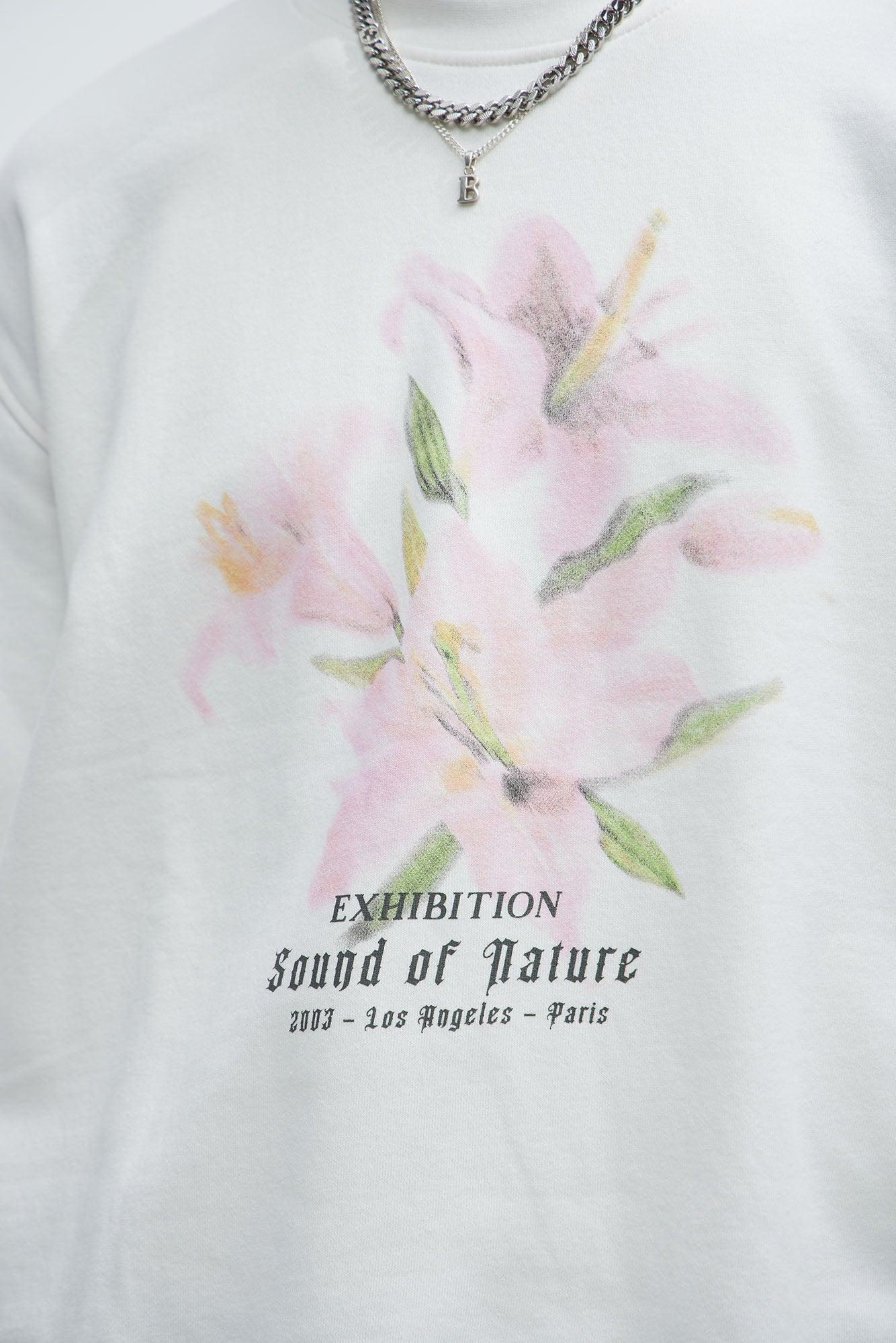 Bouquet Of Lilies Crew Neck Sweater - White Product Image