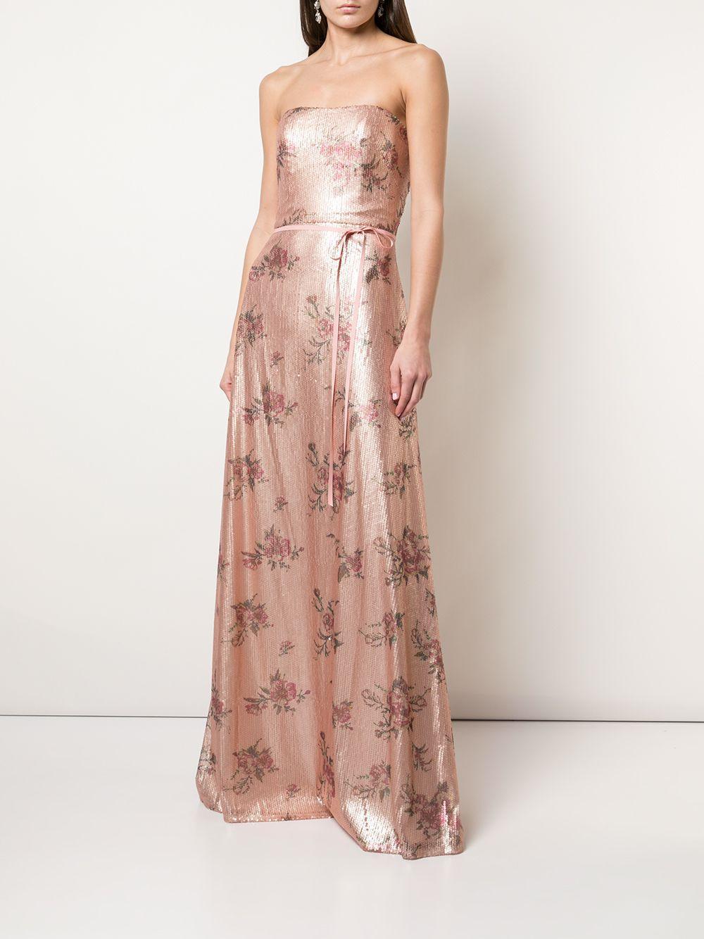 bridesmaid floral-printed sequin gown Product Image