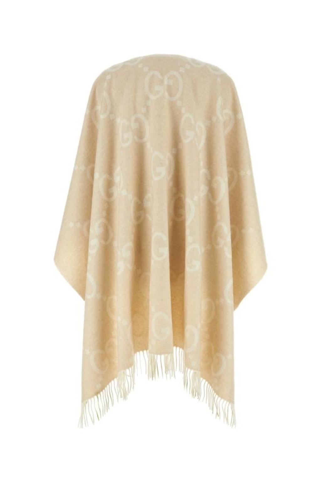 Gg Wool Poncho In White Product Image