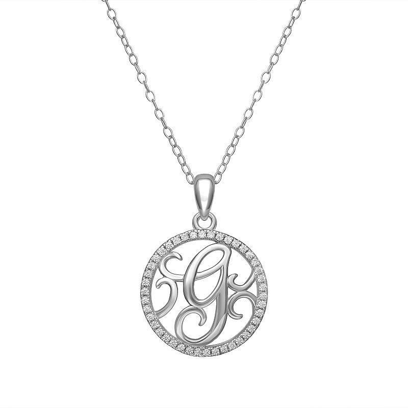 PRIMROSE Sterling Silver Cubic Zirconia Initial Pendant Necklace, Womens Product Image