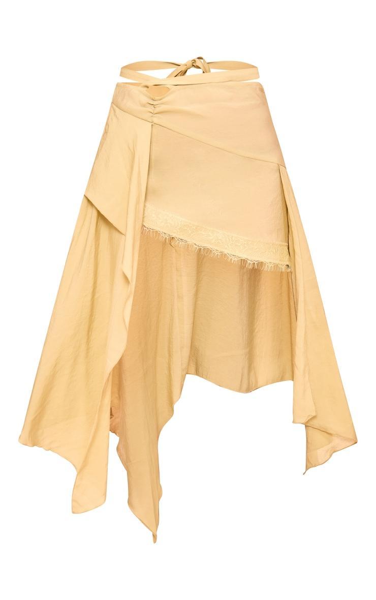 Sage Woven Handkerchief Hem Asymmetric Midi Skirt Product Image