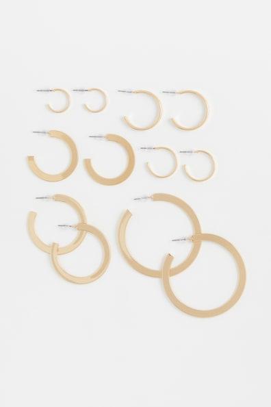 H & M - 6 Pairs Hoop Earrings - Gold Product Image