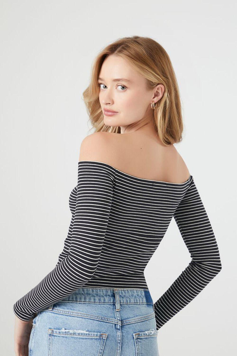 Striped Off-the-Shoulder Crop Top | Forever 21 Product Image