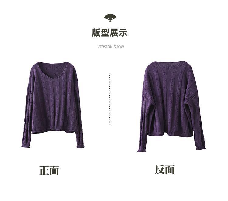 Long Sleeve  V-Neck Knitted Sweater Product Image