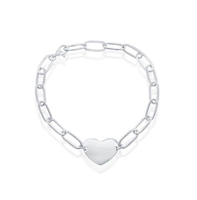 Argento Bella Heart Paperclip Chain Bracelet, Womens Sterling Product Image