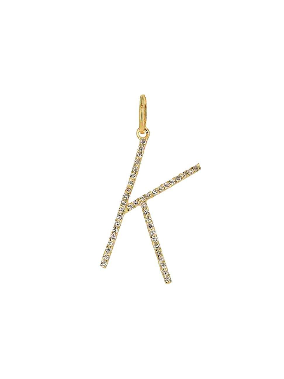 Womens 14K Yellow Gold & 0.16 TCW Diamond Oversized Initial Pendant Product Image