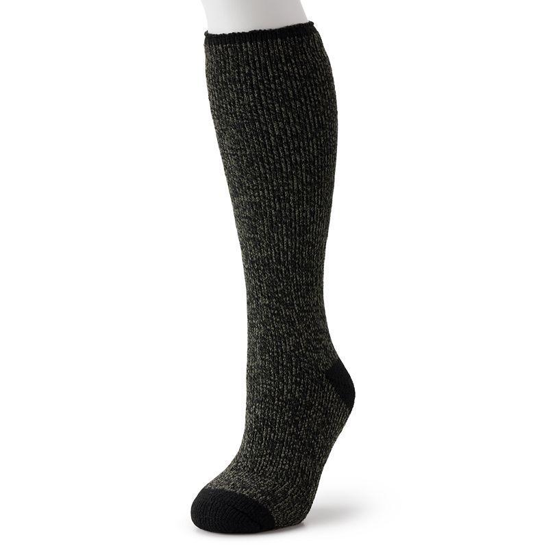 Womens Heat Holders Ashley Twist Long Socks Black Grey Product Image