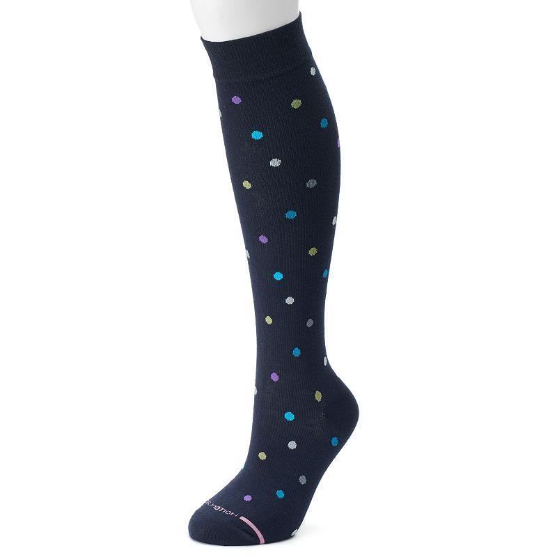 Womens Dr. Motion Compression Dancing Dot Knee High Socks Product Image