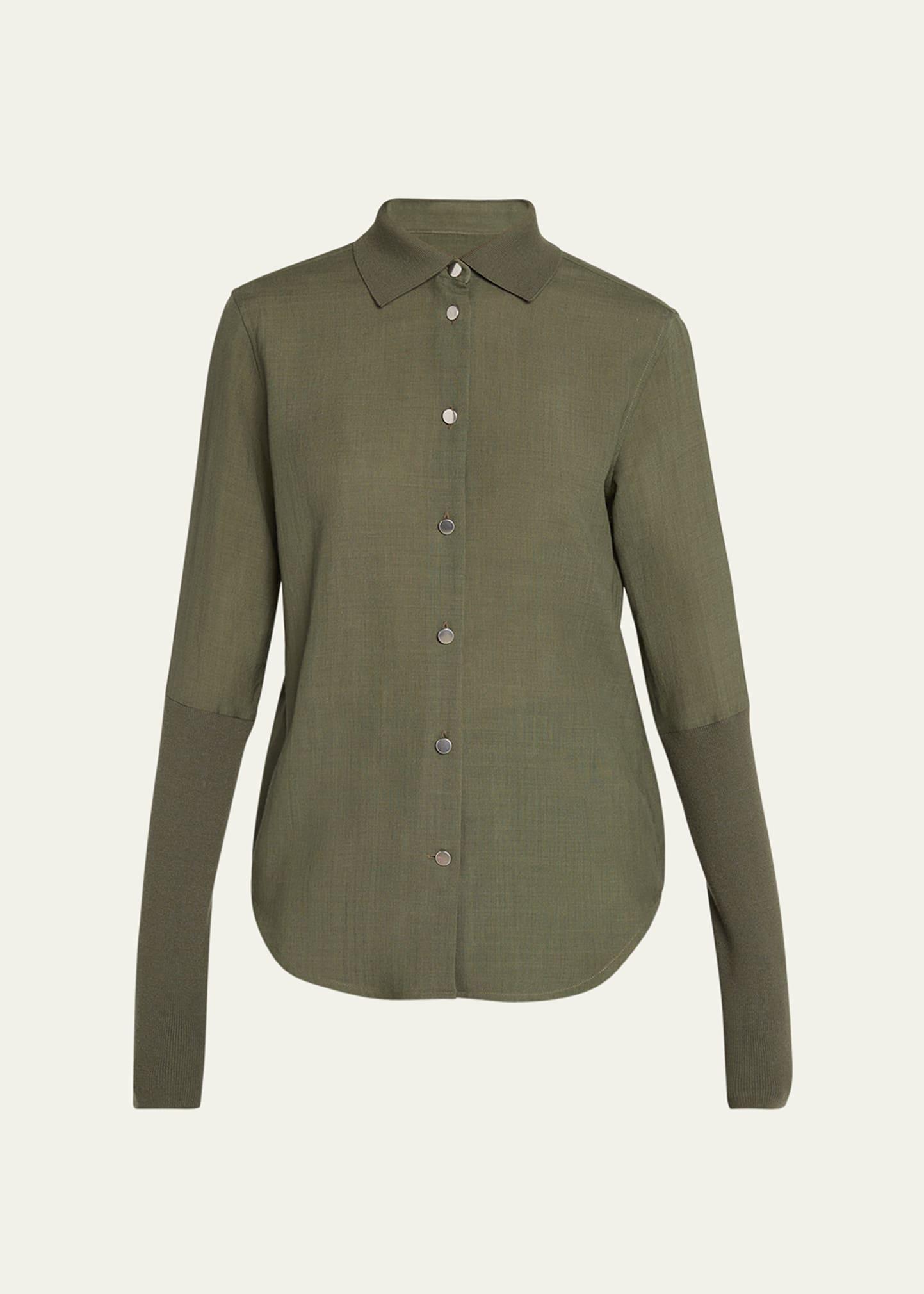 Womens Wool Layered-Sleeve Shirt Product Image