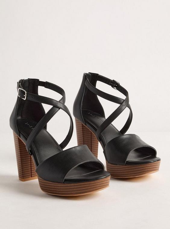 Crisscross Platform Heeled Sandal Product Image