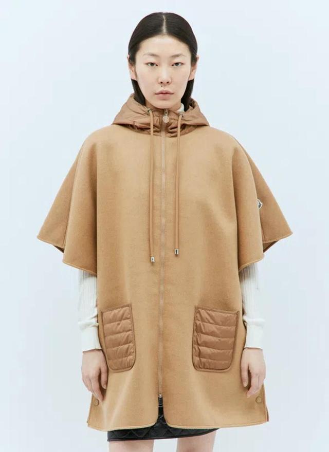 MONCLER Hooded Down Cape In Beige Product Image