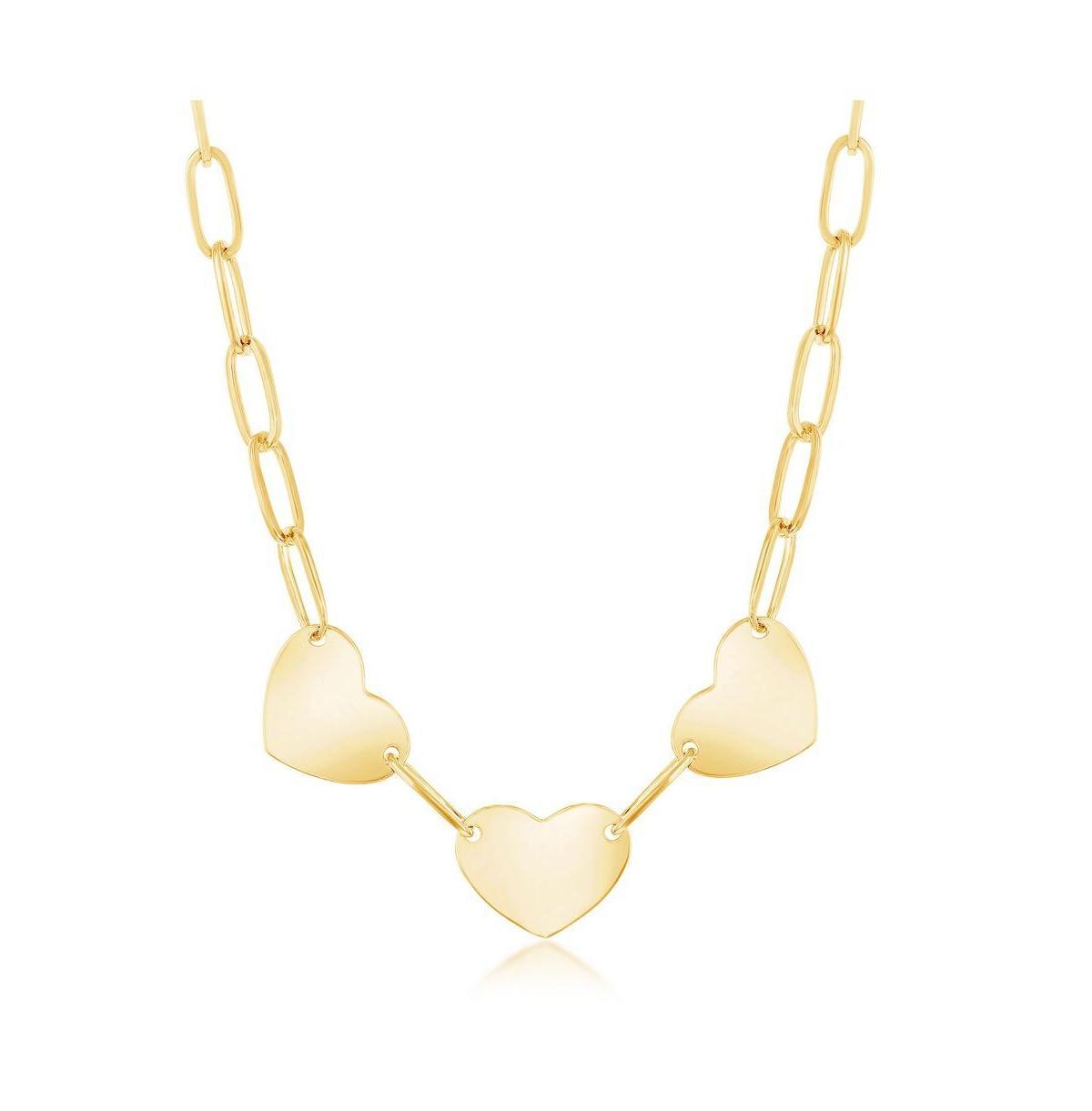 Argento Bella Triple Heart Paperclip Chain Necklace, Womens Gold Tone Product Image