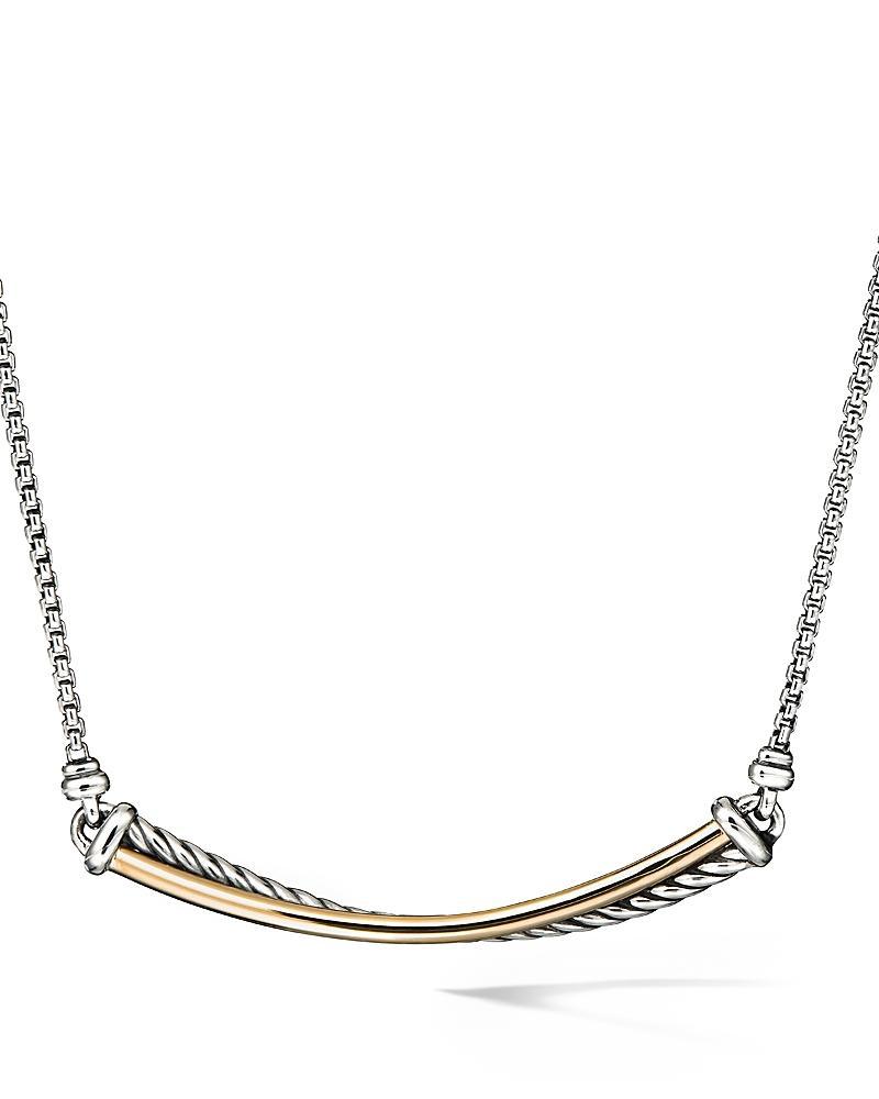 Womens Crossover 18K Yellow Gold & Sterling Silver Bar Necklace Product Image