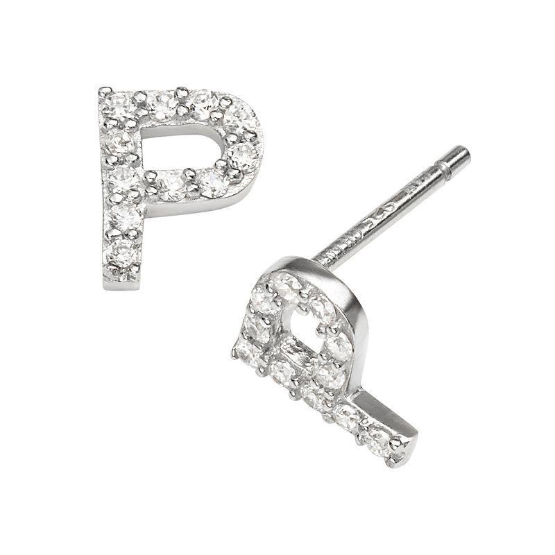 Sophie Miller Sterling Silver Cubic Zirconia Initial Stud Earrings, Womens Product Image