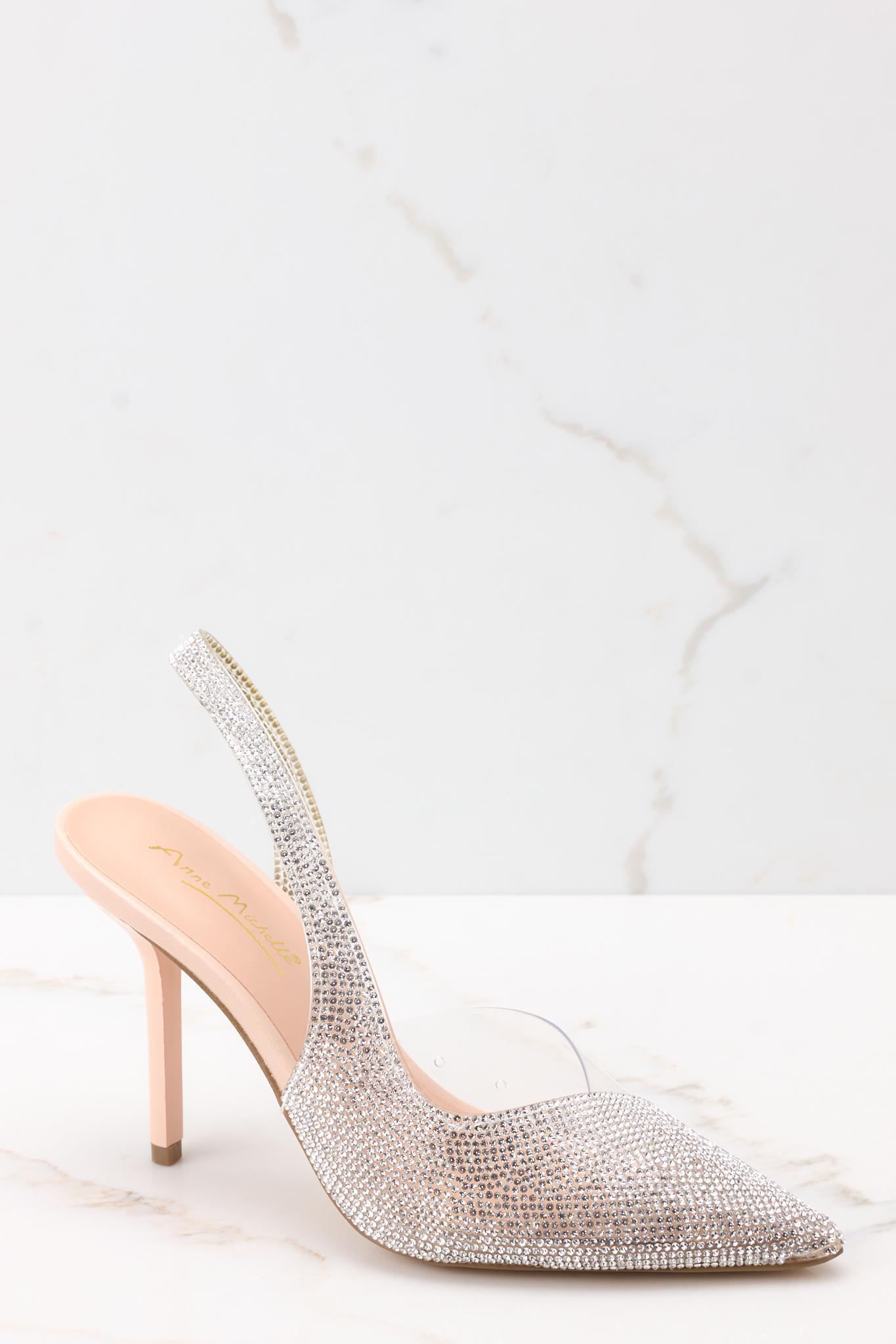 Two Steps Ahead Beige Rhinestone Heels Product Image