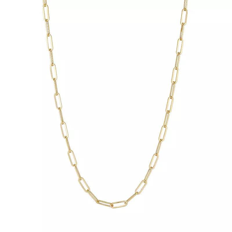 Everlasting Gold 10k Gold 2.4 mm Paperclip Chain Necklace, Womens Product Image