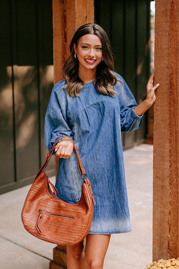 Loving Smiles Denim Mini Dress in Medium Wash Product Image