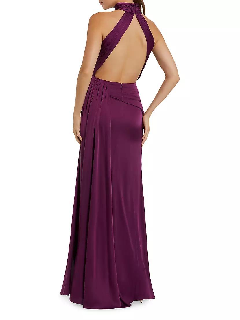 Halterneck Open-Back Satin Gown Product Image