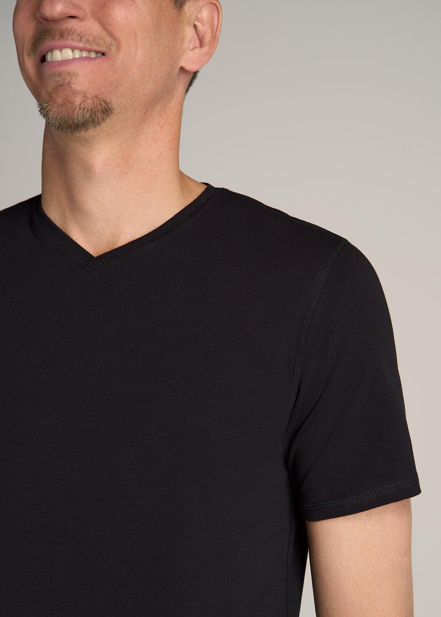 The Essential REGULAR-FIT V-Neck Men's Tall Tees in Black Male Product Image