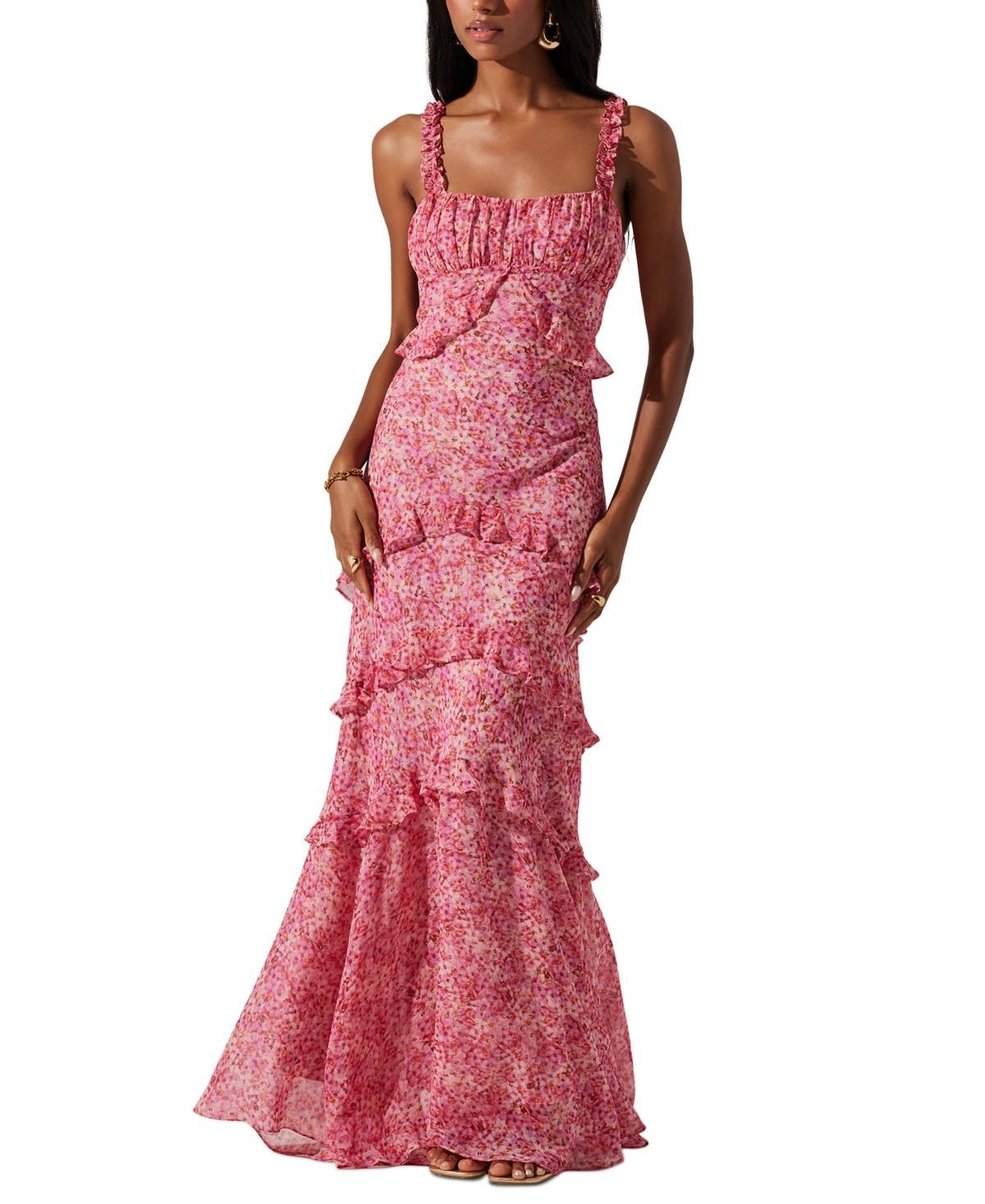 Womens Olina Floral Ruffle-Trim Maxi Dress Product Image