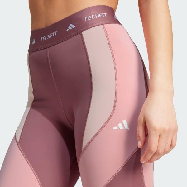 adidas Techfit 7/8 Colorblock Leggings Preloved Crimson L Womens Product Image