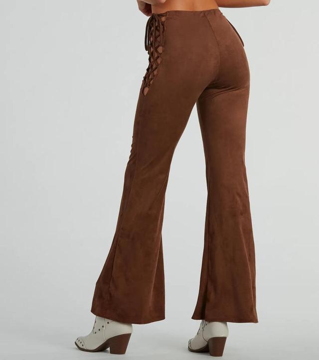 All Laced-Up Flare Faux Suede Pants Product Image