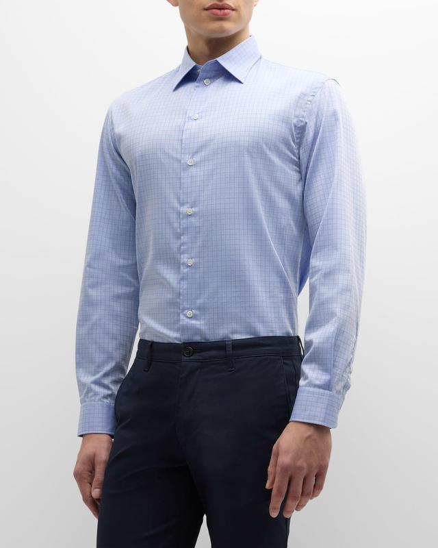 Mens Cotton Grid Check Sport Shirt Product Image