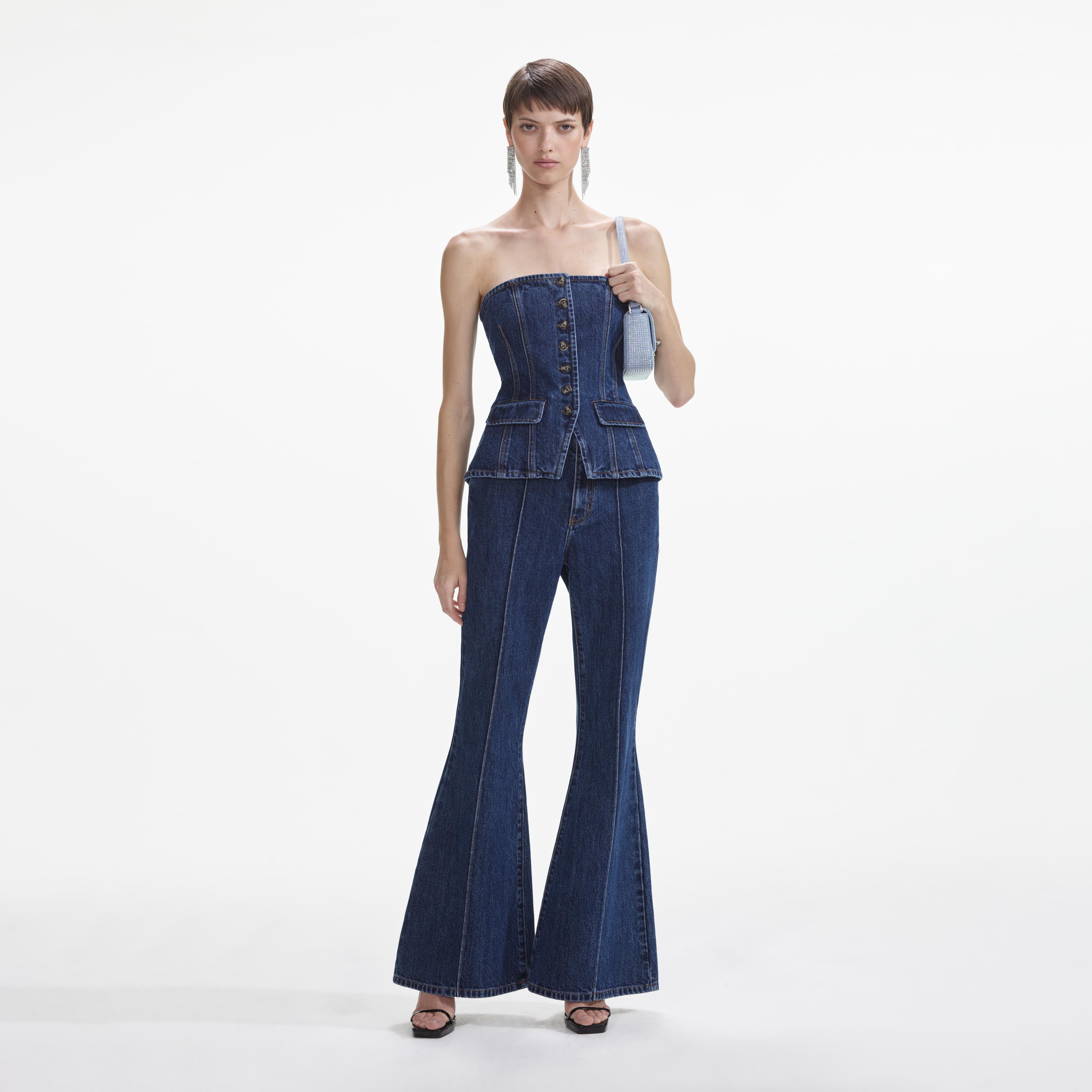 Denim Bandeau Jumpsuit Product Image