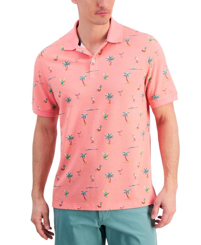 Club Room Mens Textured Short Sleeve Florida Life Print Performance Polo Shirt, Created for Macys Product Image