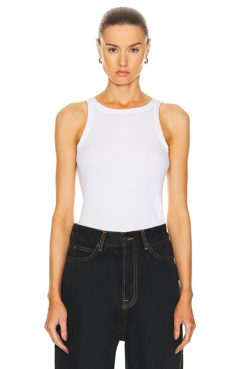 NILI LOTAN Jennifer Rib Tank Top in Black Product Image