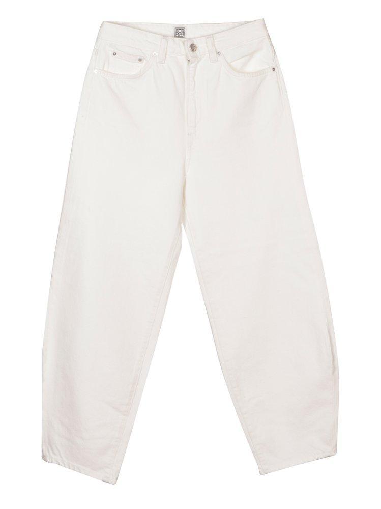 Tapered Cropped Jeans In Off White Product Image