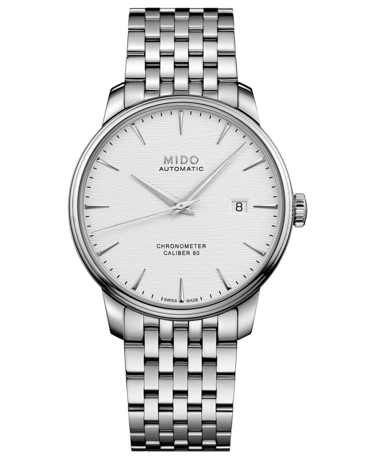 Mido Mens Swiss Automatic Baroncelli Stainless Steel Bracelet Watch 40mm - Stainless Steel Product Image