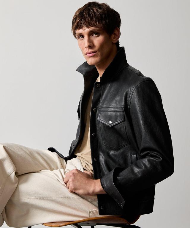 Italian Burnished Leather Dylan Jacket in Black Product Image