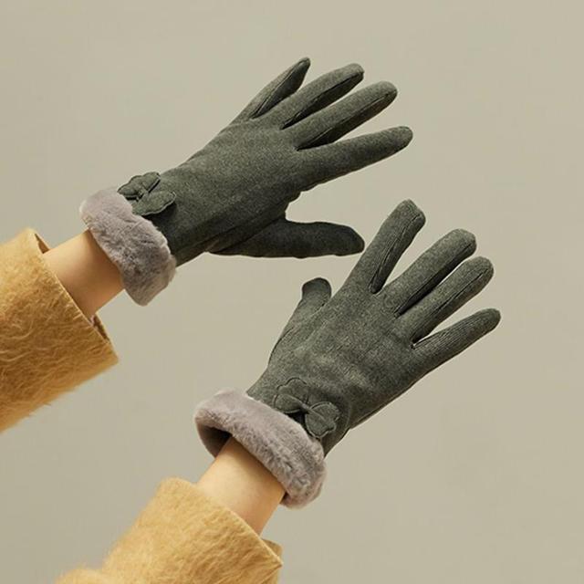 Bow Faux Fur Touchscreen Gloves Product Image