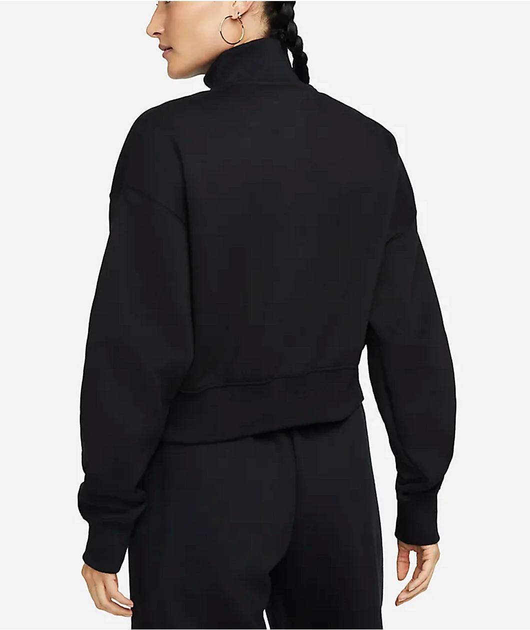 Nike Sportswear Phoenix Fleece Black Quarter Zip Crop Sweatshirt Product Image