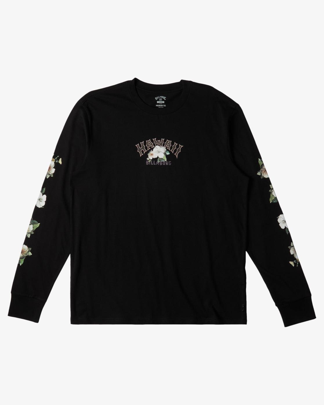 Hawaii Crew Neck Long Sleeve T-Shirt - Black Male Product Image