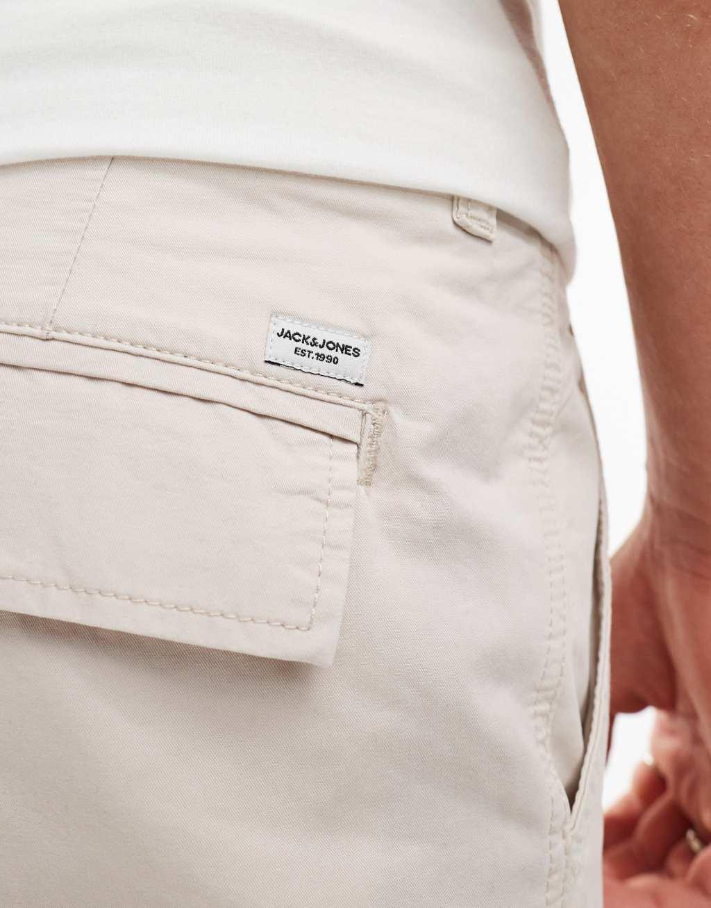 Jack & Jones bill wide fit cargo pants in beige Product Image