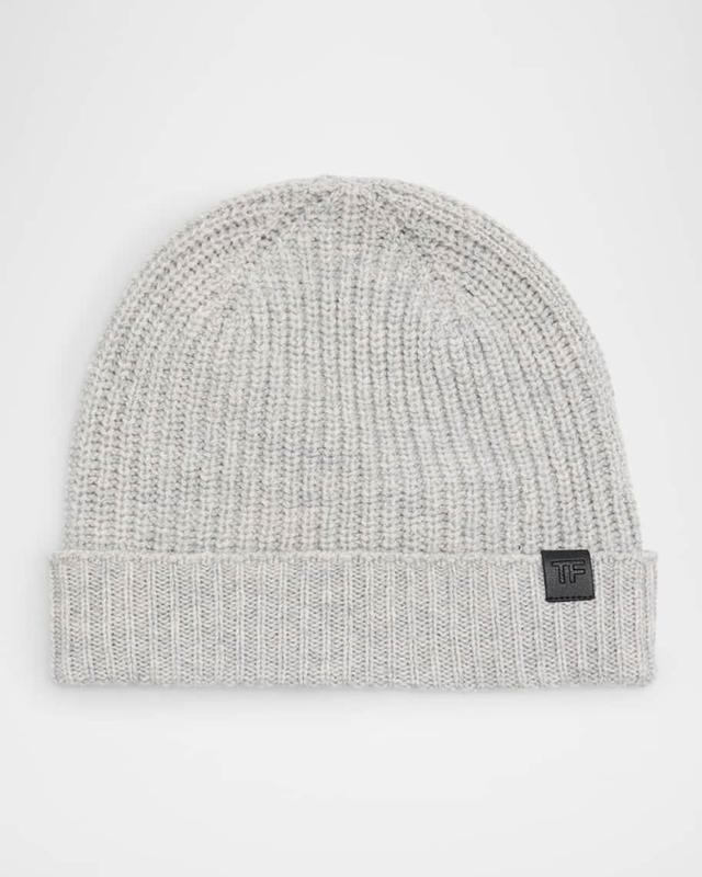 Men's Cashmere Ribbed Beanie Hat Product Image