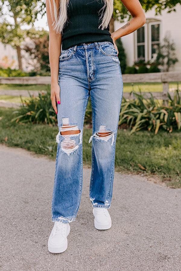 The Casey High Waist Distressed Straight Jean Product Image